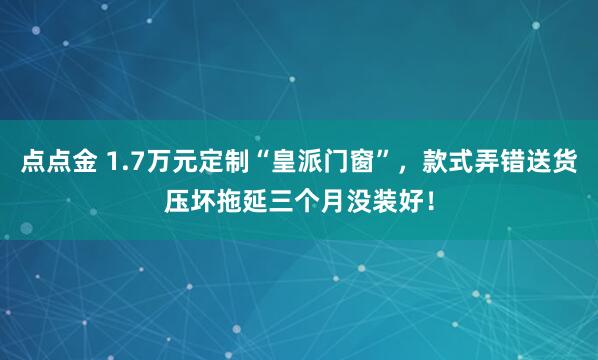 点点金 1.7万元定制“皇派门窗”，款式弄错送货压坏拖延三个月没装好！